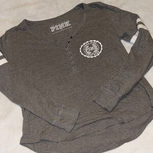 Gray PINK Long Sleeve Pajama Shirt